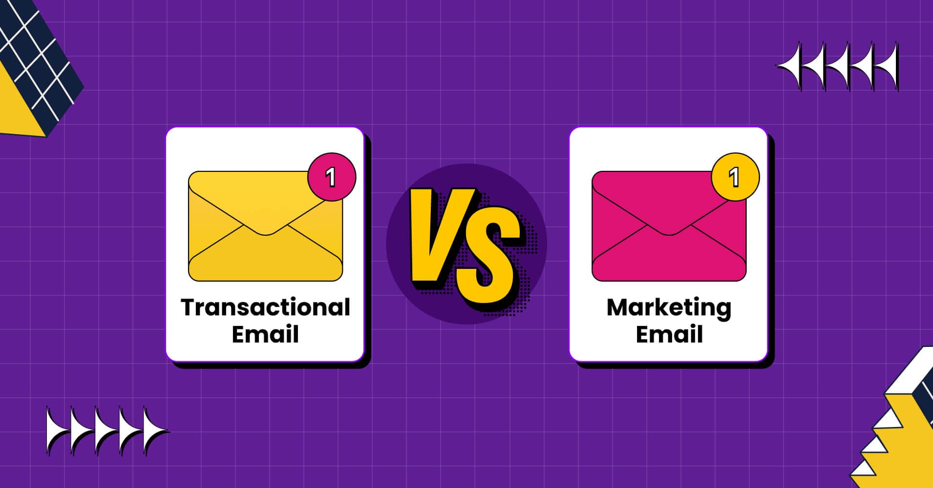 Infographic showing the key differences between transactional and marketing emails