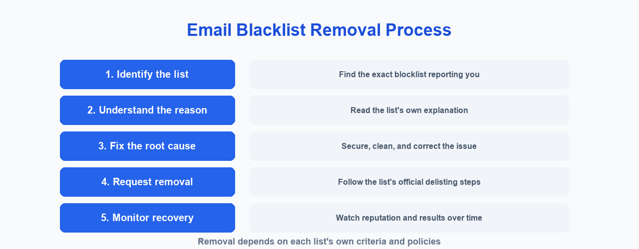 Email blacklist removal process steps