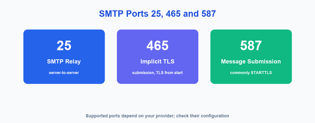 SMTP ports 25 465 and 587 explained