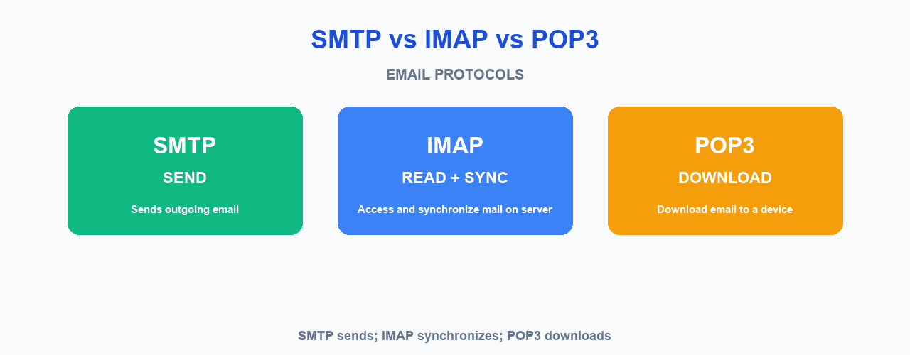 SMTP vs IMAP vs POP3 email protocols